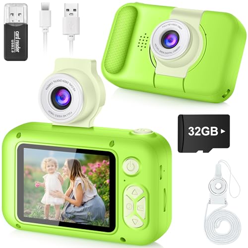 KinderKamera,ARNSSIEN Kinder Kamera,Selfie,Geschenk für3 4 5 6 7 8 9 10Jahre Mädchen und Junge,2.4in Display Digitalkamera,180°Flip Objektiv,Spielzeug ab 3 Jahre und