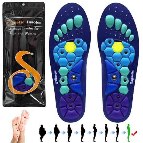 Audasi Magnetische Einlegesohlen, Massage Schuheinlagen Akupunktur Schuheinlagen Orthopädische für Männer Und Frauen Plantarfasziitis Reflexologie Akupressur Einlagen(M)