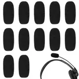 12 Stück Ersatz-Windschutz Für Mikrofon Und Headset Aus Schaumstoff, Mikrofon Schaumstoff Lapel Headset Mikrofon Schutz Abdeckungen Minimikrofon Headset Windschutzscheibe Für Unterricht Treffen Schwar