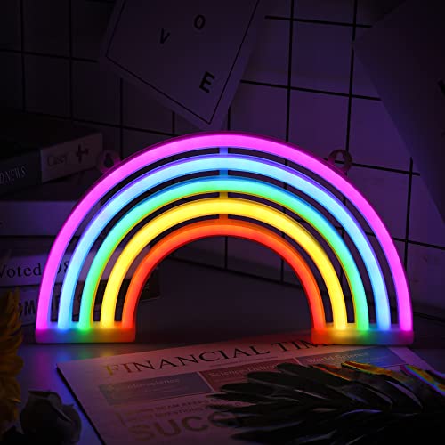 mreechan Neonlichter,Dekorative Wandleuchte/Schild, Neonlichter für Schlafzimmer, Spielzimmer, Bar und Party, Geschenkidee für Kinder (Regenbogen)