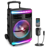 Pyle Partybox - Bluetooth Lautsprecher Groß, PA Anlage, Musikbox, Karaoke Box, 600W, 10" Subwoofer, Tragbare Musikboxen mit wiederaufladbaren Akku, Bluetooth Box mit Party Lichtern, MP3/USB SD-Leser