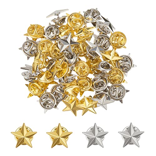 SUPERFINDINGS 40 Stück 2 Farben Stern Abzeichen Anstecknadel Pentagramm Legierung Brosche Pin Veterans Day Star Pin Military Award Pins Labor Day 4. Juli Memorial Day Sterne Broschen
