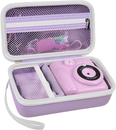 Kinderkamera Sofortbildkamera Tasche für CalineGam/für HiMont/für Korffe/für GREENKINDER/für Hangrui Instant Camera, Digitalkamera Schutzhülle Tragetasche Halter für Druckpapier (nur Hülle)- Lila