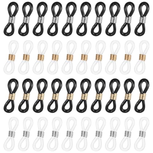 Ymapinc 40 Stück Brillenkette Verbindung, Antirutsch Brillenkettenenden Brillenkettenhalter Gummi Brillenkettenverbinder Anschlüsse Brillenketten Halter für Brillenkette Brillenband