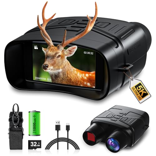 Nachtsichtgerät, 5K Nachtsichtgeräte 3", 10X Digitales Zoom 600M Infrarot Nachtsicht Fernglas, 10000mAh Wiederaufladbares,9 Stufen IR nvg,Nachtsichtgerät für Jagd Camping Beobachtung mit 32GB TF Karte