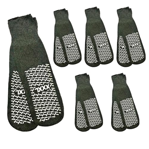 MediCounter 6 Paar Doppelprofil-Socken, bariatrische Hausschuhe, Fallschutz, größere, breitere, längere Socken, wie von NHS verwendet, Grau (6 Paar), grau, 12/15 UK Wide