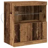 vidaXL Rustikales Buffet Sideboard Stauraum Massivholz Vintage-Look Mit Glassregalen Ideal Für ESS- & Wohnzimmer Restaurierung von gealterten Ästhetiken Möbelregale Verwitterter Look Natur