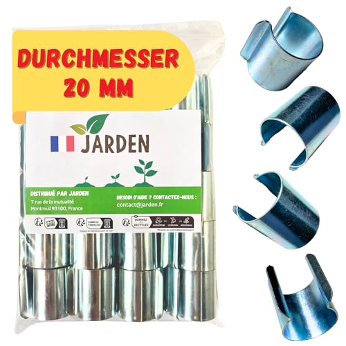 JARDEN© Set mit 20 Gewächshaus Klammern 20mm - Verzinkte Clips für Gewächshäuser - Metallklammern für Folien, Zubehör Gewächshaus - Sturmsichere Befestigung