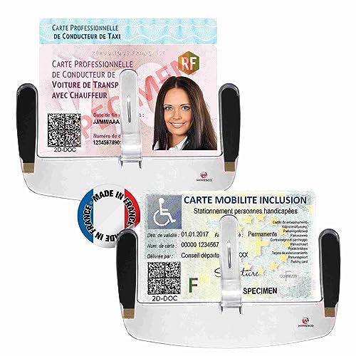 Kartenhalter für die Windschutzscheibe für Behinderte, PMR, MTB, Taxifahrzeug, Parkticket, selbstklebende Halterung, professionelle Karte (Garantie) (Garantie) (2)