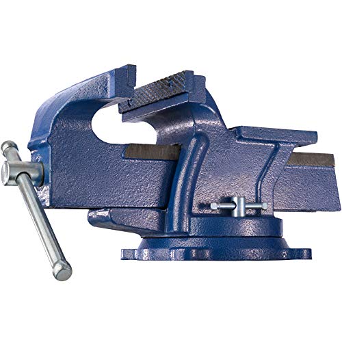 tectake® Schraubstock drehbar, Amboss, Tischschraubstock massiv, Gusseisen schwer, 360° drehbar, mit Drehteller für Montage Werktisch, Werkbänke, Werkstatttisch - Spannweite 165 mm
