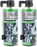 com-four® 2X Reifen Pannenspray je 450 ml - Autoreifen Pannenset auch für Motorradreifen - Reifenreparaturset - Reifendicht-Spray für Auto und Motorrad