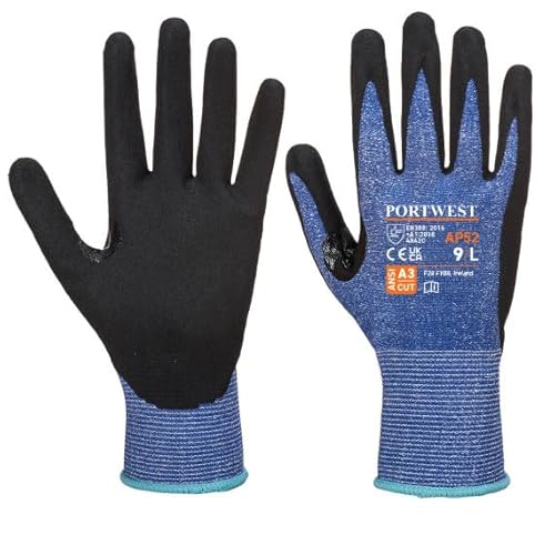 Schnittschutzhandschuhe Dexti Cut Ultra Blau/Schwarz Faser HPPE Galga 13 AP52