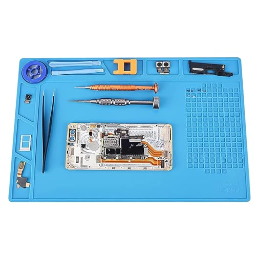Lötmatte, 34 x 23 cm Reparatur- und Lötmatte Silikon, 500°C Werkbankmatte zur Reparatur von Uhren, Handys, Laptops