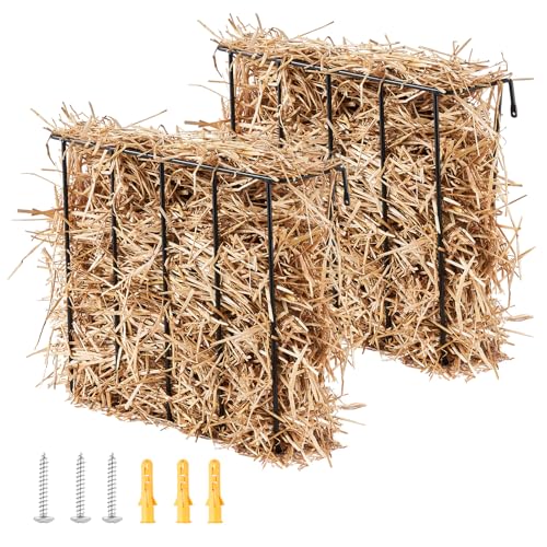 VEVOR Heuraufe Vieh, 650 x 200 x 585 mm, 2er-Set Hochleistungs-Futterraufe aus Stahl für Ziegen, Wandraufe Heuhalter für Pferde, Futtertrog für Schafzucht im Innen- & Außenbereich, Futterspender