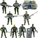 Fycooler Militär Soldaten Spielset Armymen Figuren mit 8 Army Ranger Actionfiguren und Waffenzubehör, Militärspielzeug Kampfspielzeug für Kinder Rollenspiele Geschenk mit 50 Stück Aufklebern