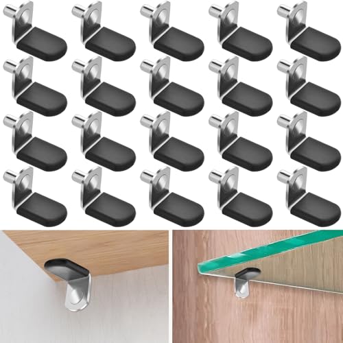 GGXZHT 20 Stück Regalbodenträger, Einlegeboden Halter Bücherregal Suppor, L Form Metall Einlegeböden für Schränke Möbel Bücherregale Küchenschrank Glas Regal Schrank (5mm)