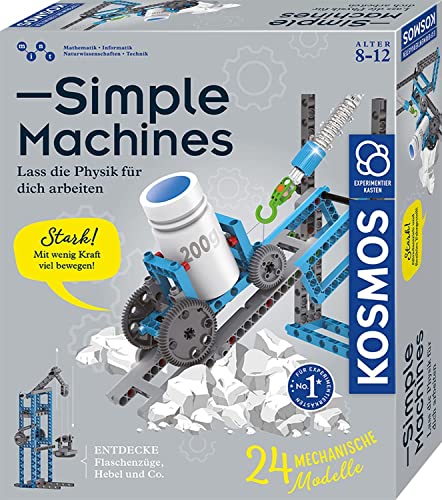 KOSMOS 620868 Simple Machines, Mechanik-Bausatz für 24 Modelle wie Flaschenzug und Kran, inklusive Federwaage, Experimentierkasten für Kinder ab 8-12 Jahre, Physik einfach verstehen, Mint Spielzeug