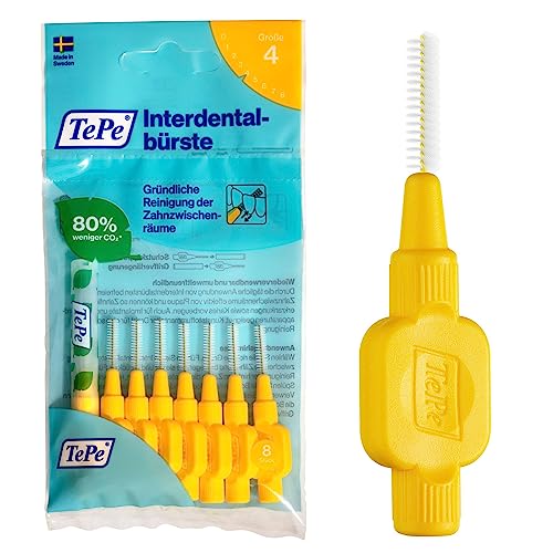 TePe Interdentalbürste Original Gelb (ISO Größe 4: 0,7mm) / Für eine einfache und gründliche Reinigung der Zahnzwischenräume / 1 x 8 Interdental Bürsten