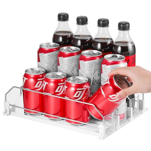 Kssvzz Automatisch Kühlschrank Organizer Dosen, Selbstschiebender Kühlschrank Dosenspender für 12 Dosen, 3 Reihen, 31 * 25cm
