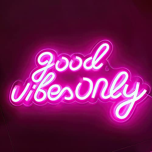 LUFEIS Neon Sign, Good Vibe Only, Acryl Neon Light, USB Leuchtreklame, Neonlicht 3D Wanddeko, LED Neonlicht, für Schlafzimmer Wanddekoration, Bar Hochzeit Dekor Liebhaber Geschenk
