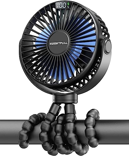 SWEETFULL Kinderwagen-Ventilator, Kinderwagen-Ventilator, 6000 mAh, batteriebetrieben, tragbar, persönlicher Baby-Autositz, kleiner USB-Schreibtisch, Fahrrad, Reisen