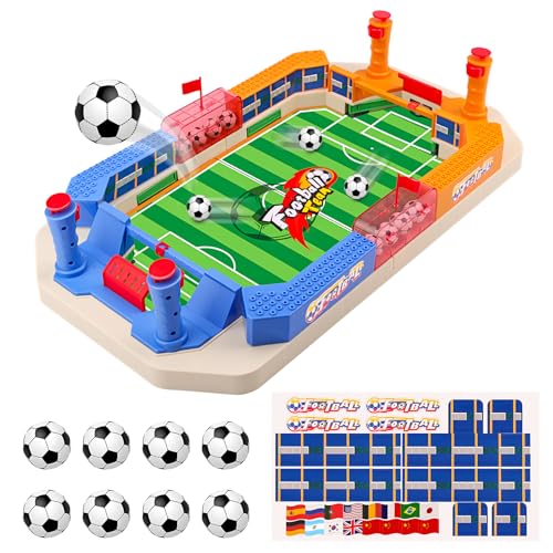 Fußball-Brettspiele, nicknack Fußball-Geschenke für Jungen, Tischfußballspiel mit 6 Mini-Fußball, Kicker-Brettspiel Fußballspielzeug für Kinder und Erwachsene