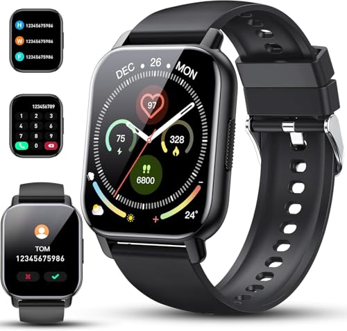 Smartwatch Herren Damen mit Telefonfunktion, 1,85" Zoll Voll Touchscreen Fitnessuhr, 112+Sportmodi, IP68 Wasserdicht Smart Watch mit Herzfrequenzmonitor Schlafmonitor Schrittzähler,Uhr für Android iOS