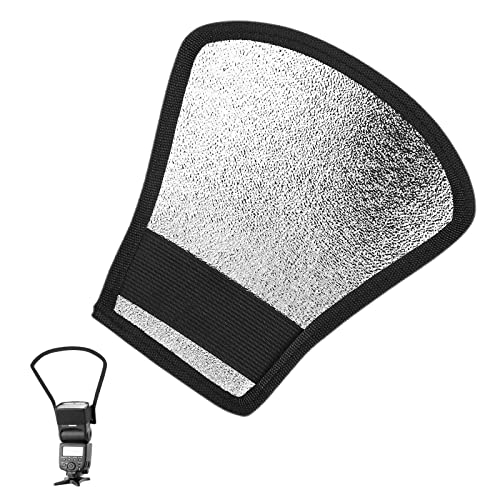 2 in 1 Blitz Reflektor, Universal Blitz Diffusor, Flash Diffuser, Silber/Weiß Reflektor mit Gummiband für Nikon Canon Sony Speedlite Softbox Diffusor
