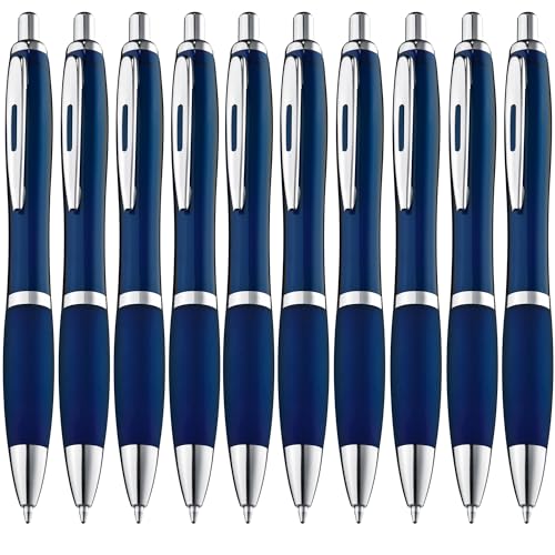 ZENSCRIBE® Ergonomische Kugelschreiber 10 Stück, Premium Kugelschreiber Set Hochwertig, Rutschfester Kulli für einfaches & weiches Schreiben, Blauschreibender Kugelschreiber Blau
