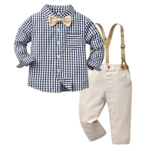 Generisch Kinder Anzug Set Junge Kleinkind Jungen Mädchen Langarm Sommer Casual Gentleman Tops Hawaii Strand Urlaub Cartoon Shirts Shirt Shorts Outfits Hemd