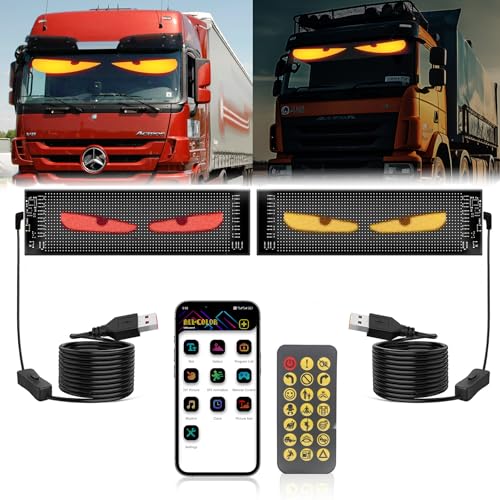 AUORUSI 2er Devil Eyes Light für Auto,10 x 35 cm Led Augen für Lkw mit APP und Fernbedienung, RGB Flexible Programmierbar LED panel,Led matrix panel für Auto, LKW, Geschäft, Bar
