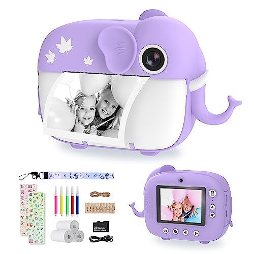 TIATUA Kinderkamera Sofortbildkamera,Digitalkamera für Kinder mit Druckpapier & 32G Karte,VideoKamera mit 2,4" Bildschirm,Fotokamera Sofortbilder,Geschenk für Kinder 3-12 Jahren