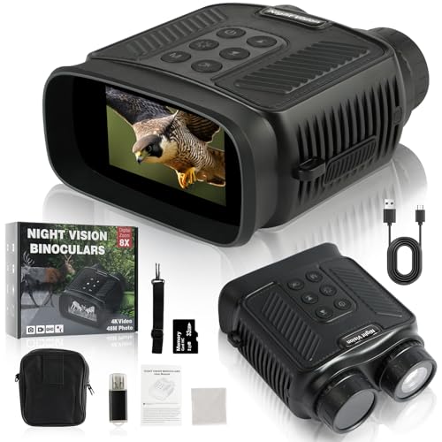 Vicloon Nachtsichtgerät, 4K 5000mAh Wiederaufladbares 3" Nachtsichtgeräte, 984ft/300M 8X Digitaler Zoom Infrarot Nachtsicht Fernglas, 7 Stufen IR für Jagd Camping Beobachtung mit 32GB