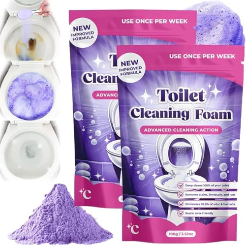 Fizzclean WC-Reiniger, Fizz Clean WC-Reinigungsschaum, Insta-Action Fizzclean Schaum Für Strahlend Saubere Toilette Ohne Aufwand, Beseitigt Flecken In 20 Minuten, Scheuerfreie Reinigung (2)