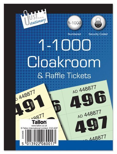 Book of 1000 Raffle/Cloakroom Tickets
