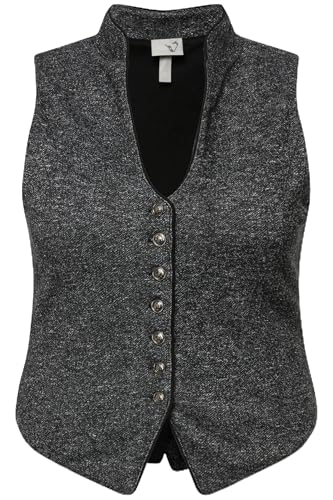 Ulla Popken Damen Trachtenmieder Stehkragen 829259 Bluse, Schwarz, 48 EU
