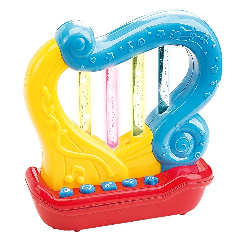 WEofferwhatYOUwant Baby Harfe - Baby Musikinstrument - Interaktives Musikspielzeug mit Wiegenliedern, LED Lichtern und Begleit-Modus mit Harfensaiten - Tragbare Reisegröße für Kleine Hände