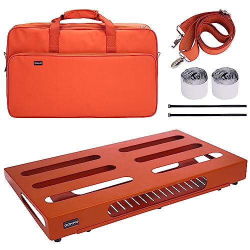 Pedalboard Gitarre, GOKKO Multieffekt Pedalboard Lebendiges Orange 55 * 32cm Size Effects Pedals Board Mit Setup Tape Clamp für E-Gitarren-Effektpedal