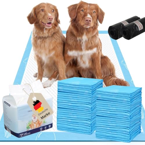 Trainingspads Hygieneunterlage für Hunde und Welpen - Trainingsunterlagen Welpenunterlage 60X60cm - PIPI Matten Hundetoilette Welpentoilette 6-lagig mit Kotbeutel 100 STK.