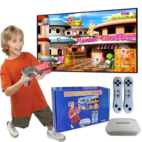 Damcoola Spielkonsole mit 900+ Spielen,Handheld Retro Videospielkonsole für Kinder& Erwachsene,20+ AR Gun Spiel,TV Plug& Play,Weihnachts Geburtstag Spielzeug Geschenk für Jungen& Mädchen Alter 3 +
