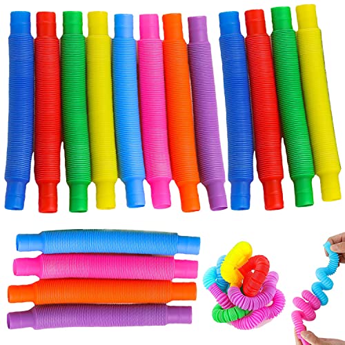 16 Stück Pop Tubes Newest Mehrfarben Stretch Rohr Mini Pop Röhren Sensorisches Spielzeug Fidget Toys Sensorische Stretch Röhren Bunte Für Erwachsene Kinder Stress&Angst Linderung Sensorik Spielzeug