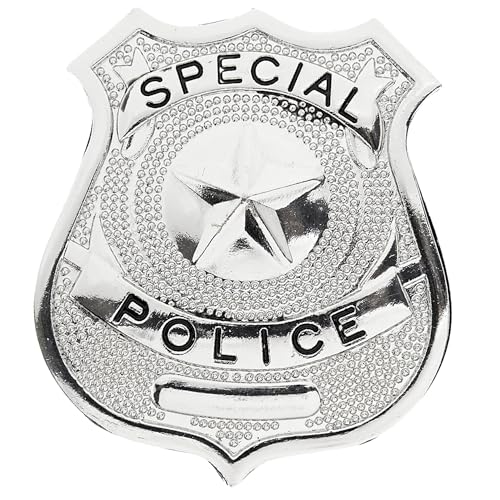 W WIDMANN MILANO Party Fashion 3302A - Polizeimarke, Polizist, Silber, Kostüm, Accessoire, Karneval, Mottoparty