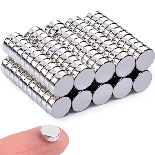 100 Stück Magnete Stark, Neodym Magnet Extra Stark, Kleine Magnete für Magnettafel, Mini Rund Magnete für Whiteboard, Handwerk, Kühlschrankmagnete, Magneten Starker Halt, 6x2mm