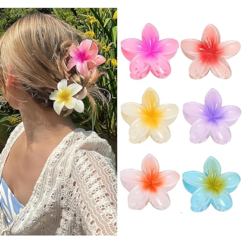 Toionmm 6 Stück Blumen Haarspangen, Flower Hair Claw Clips, Große Blumenförmige Krallenklammern, Rutschfest Blumen Haarklammern Große Klauen Haarspangen für Frauen dick/dünn Haar