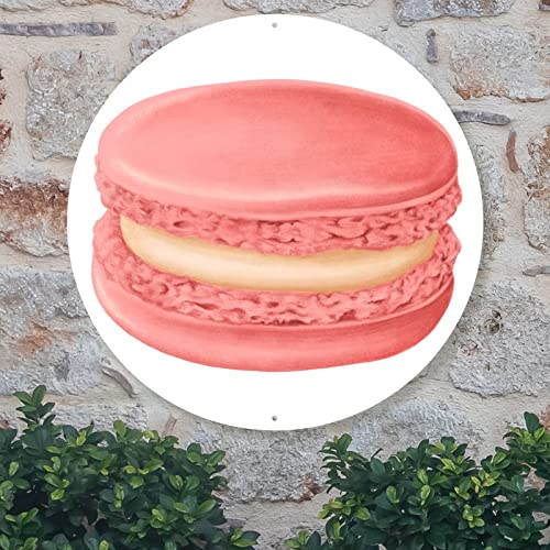 Italienisches rosa Macarons-Metallschild, realistisches Willkommensschild für Veranda, Weihnachten, Wandkunst, Bauernhaus-Kranz, rustikale Wanddekoration, Küche, Café, Bar, Lebensmittelgeschäft,