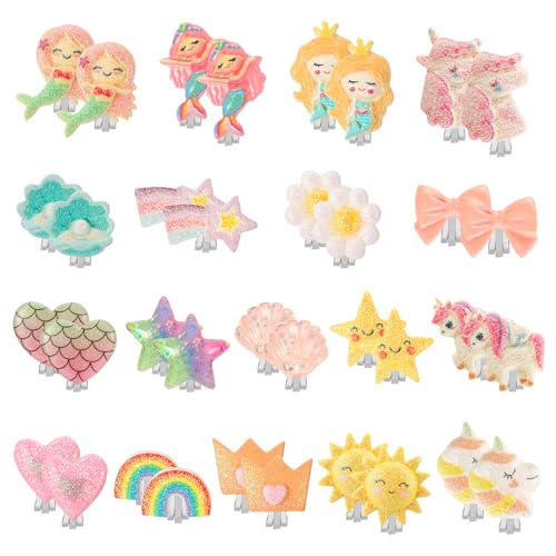 patinadrift 18 Paar Klipp Ohrringe Kinder Mädchen, Ohrclips Mädchen, Schmuck für Kinder Clip Ohrringe Mädchen, Keine Durchbohrten Prinzessin Ohrringe Mädchen Geschenk