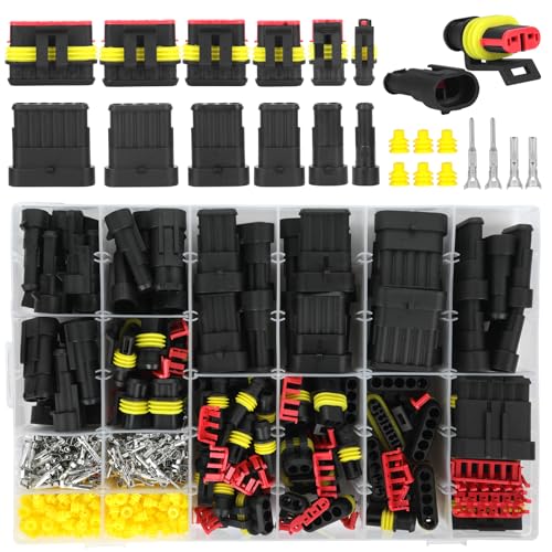 KOMABLEN 808Pcs kfz Stecker, Kabel Steckverbinder 1/2/3/4/5/6 Polig, IP67 Wasserdicht Steckverbindung kfz Steckverbinder, Kabelstecker & - Verbindungen 250V für Auto, LKW, Motorrad, Boots
