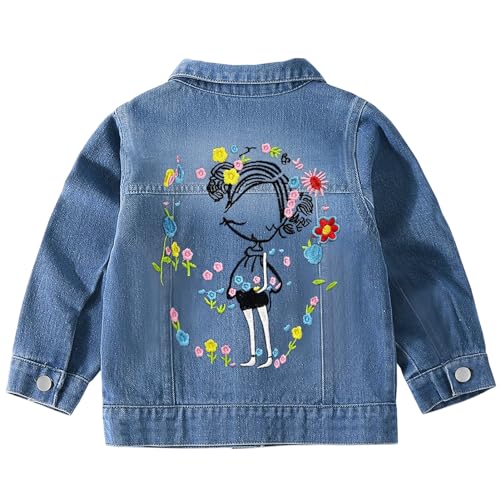Amur Leopard Baby Mädchen Jeansjacke Süß Kinder Frühling Herbst Jacke Baumwolle Denim Jacke, Blau, 9-12 Monate, Etikettengröße 80