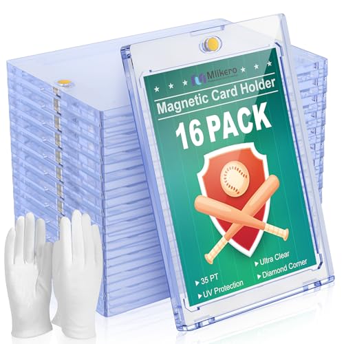 Mlikero 16 Magnetic Card Holder für Sammelkarten, 35PT Sammelkarten Hüllen Hartkartenhüllen Trading Card Holder Fit für MTG, Standard-Karten, Fußball, Sportkarten