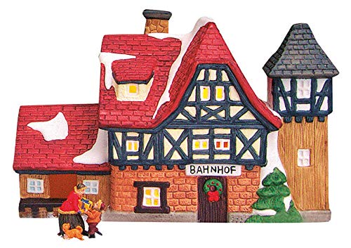 Wurm - Alter Bahnhof aus Porzellan, B20 x T9 x H13 cm